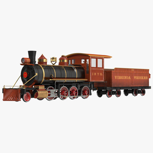 Steam Train with Wagon 2 3D model