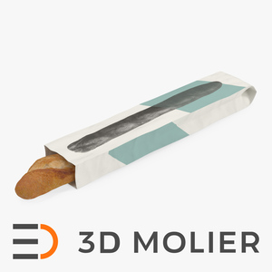 Baguette Bread Paper Bag 3D model