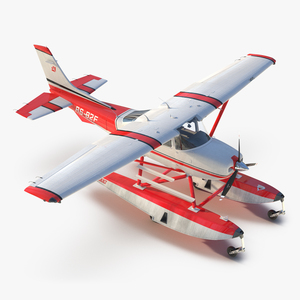 Cessna 182 Skylane on Floats Red 3D