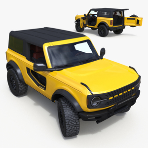 3D Ford Bronco Two Door Yellow 4X4 Rigged model