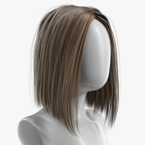 3D model Medium Bob Hairstyle Wig Brown