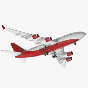 3D Long Range Plane Red Simple Interior Rigged model