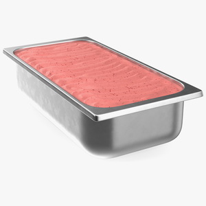 3D Strawberry Ice Cream Tray Untouched Surface model