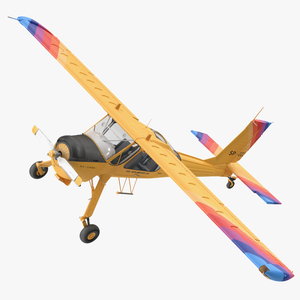 3D model Wilga PZL 104 Airplane Yellow Simple Interior