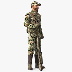 Standing Man On Duck Hunt in Forest Camo Fur 3D model