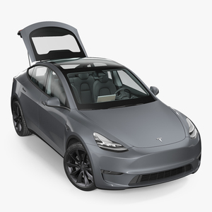 3D Tesla Model Y Silver Rigged for Cinema 4D