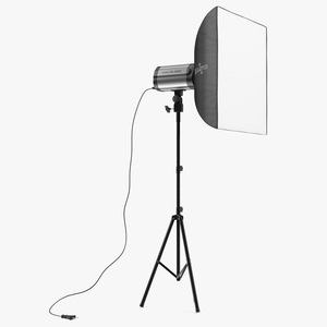 3D model Studio Softbox Light on Tripod