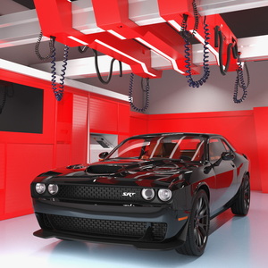 3D Racing Pit Garage and Dodge Challenger model