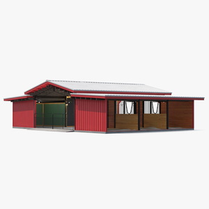 Horse Barn Red 3D model