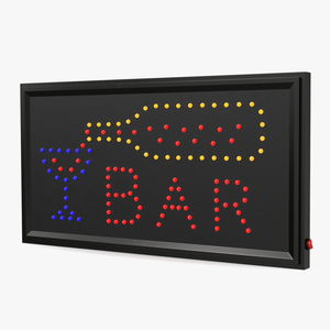 3D model Bar Neon LED Light ON Business Sign