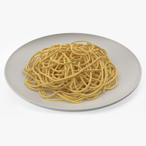 3D model Plate of Cooked Spaghetti