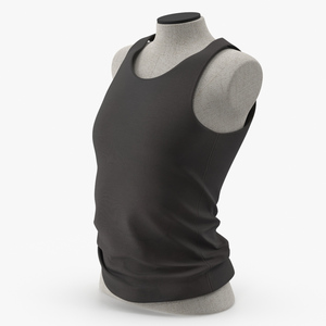 3D Female Undershirt Black model