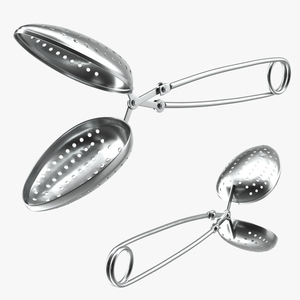 3D Stainless Steel Tea Infuser Spoon Open model