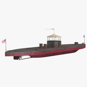 3D USS Monitor with Tower Old Rigged model