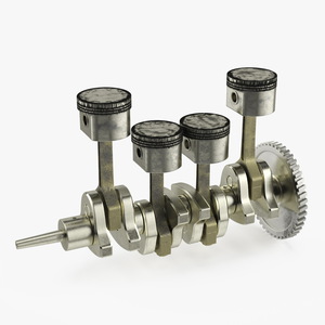 Internal Combustion Engine Pistons and Crankshaft 3D model