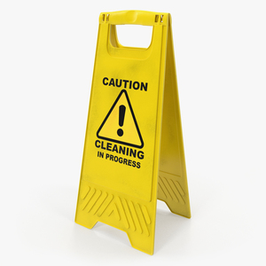 3D Warning Cleaning In Progress Sign model