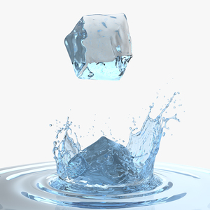 3D Ice Cube Water Splash