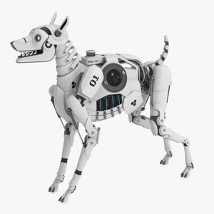 3D Futuristic Robotic Dog White model