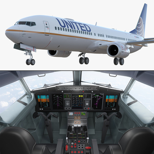 3D Boeing 737 900 with Interior and Cockpit United Airlines