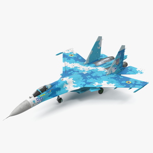 3D Sukhoi Su-27 Ukrainian Fighter Aircraft Rigged