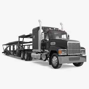 Freight Truck with Car Hauler Trailer 3D