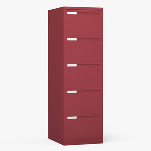 Filing Cabinet 5 Drawer Red 3D