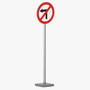 Road Sign No Left Turn 3D