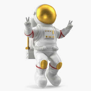 Astronaut Toy Character White Victory Sign 3D