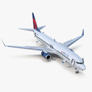 Boeing 737 900 ER Delta with Interior and Doors Rigged 3D model