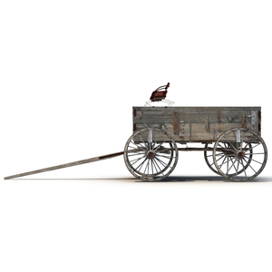 3D Old Wooden Wagon