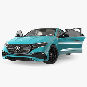 Mercedes E-class Turquoise Color Rigged 3D model