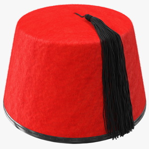 Traditional Arabic Red Fez Hat With Black Tassel Fur 3D