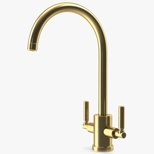 Monobloc Kitchen Tap Brushed Brass 3D model