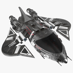 Sci-Fi Space Fighter Craft Black 3D