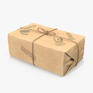 3D Brown Paper Mail Package Fur model