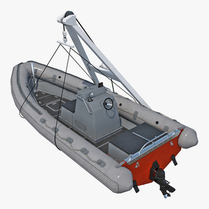 3D model Rescue Boat on Crane