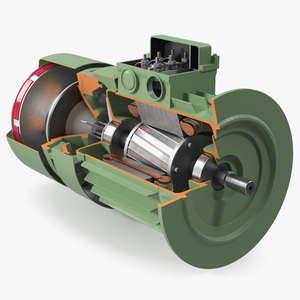 3D Electric Motor Cutaway Green model