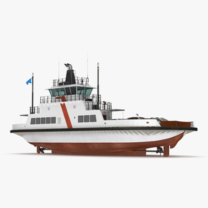 3D model Ferry Ship with Brand Vehicles