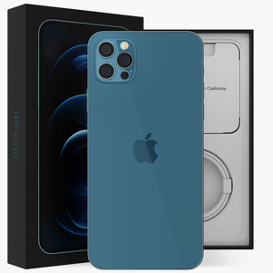 3D iPhone 12 Pro Max Unboxed Pacific Blue model