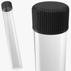 3D model Glass Culture Tube with Screw Cap and Round Bottom