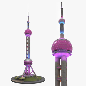 Oriental Pearl TV Tower Night 3D model