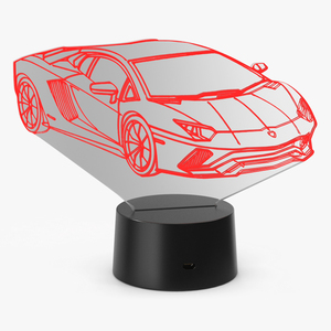 Hologram Lamp with Sport Car Red 3D