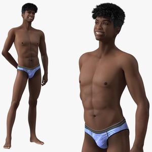 Dark Skin Young Man Smiling Pose 3D