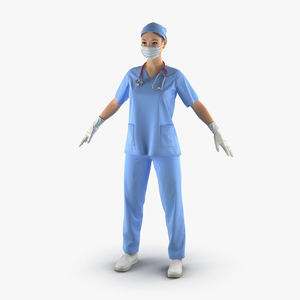 3D model Asian Female Surgeon