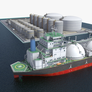 3D LNG Import Terminal with Gas Carrier Ship