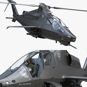 Bell 360 Invictus Helicopter with Pilot 3D model