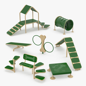 Dog Training Area Equipment Set Green 3D