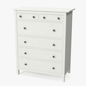 White Hemnes 6 Drawer Ikea Chest 3D