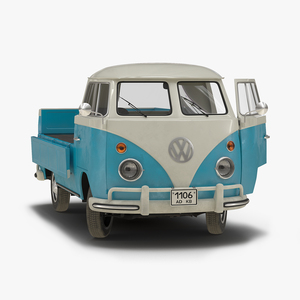 3D model Volkswagen Type 2 Single Cab Pick Up Rigged Blue 2