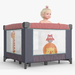 3D model Little Girl in Textile Playpen